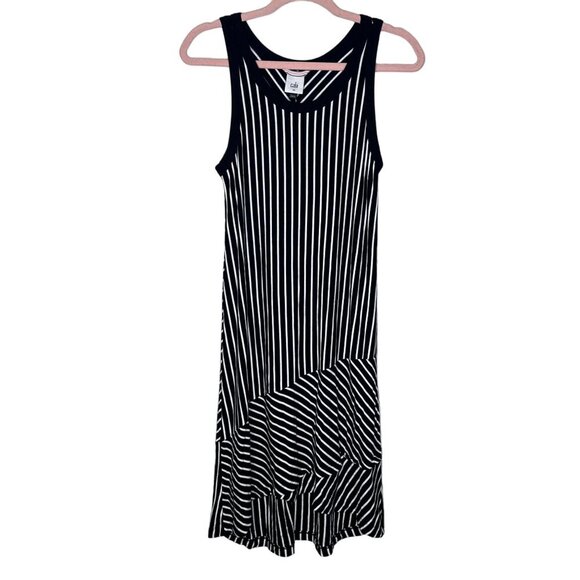Cabi XS Striped Sleeveless Midi Dress Stretch Comfy Tiered Office Workwear Party - Picture 1 of 11
